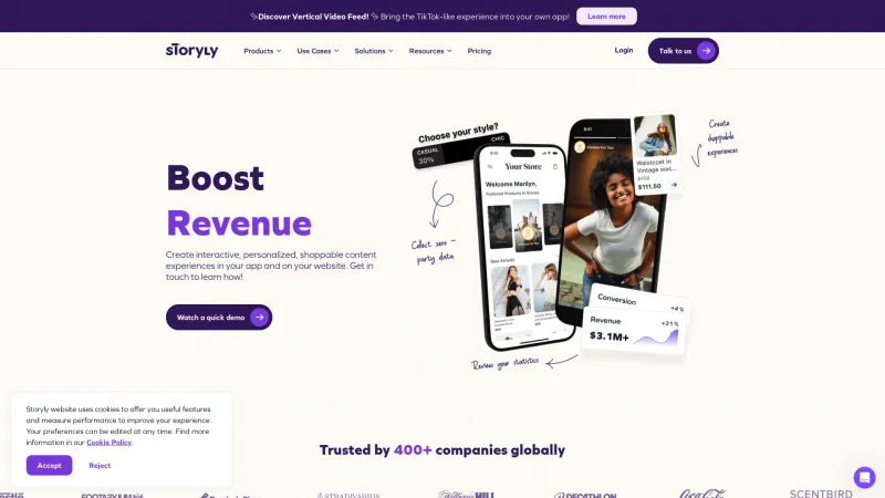 Homepage of Storyly