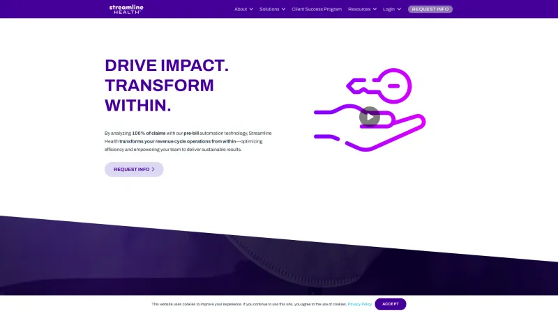 Homepage of Streamline Health