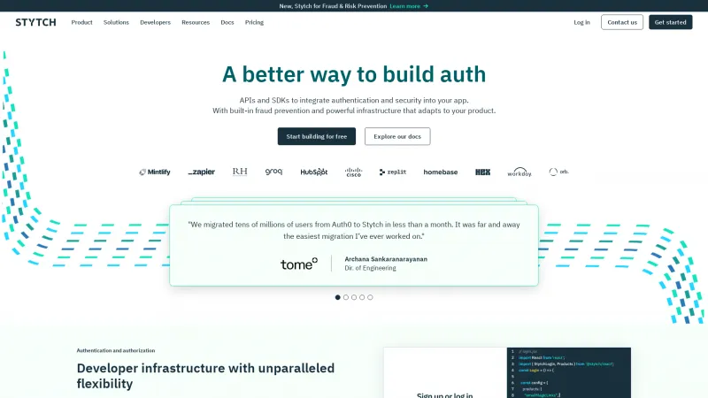 Homepage of Stytch
