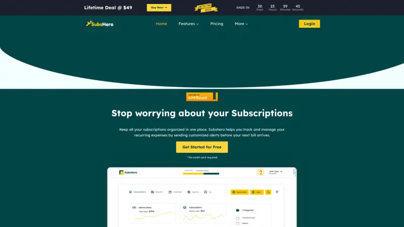 Homepage of Subshero