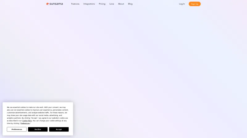 Homepage of Sunsama