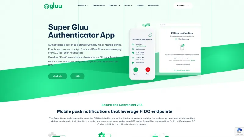 Homepage of Super Gluu