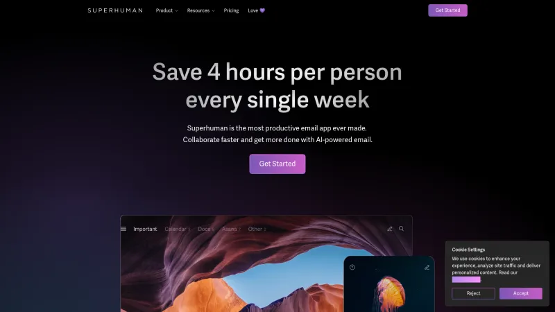 Homepage of Superhuman