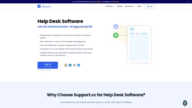 Homepage of Support.cc