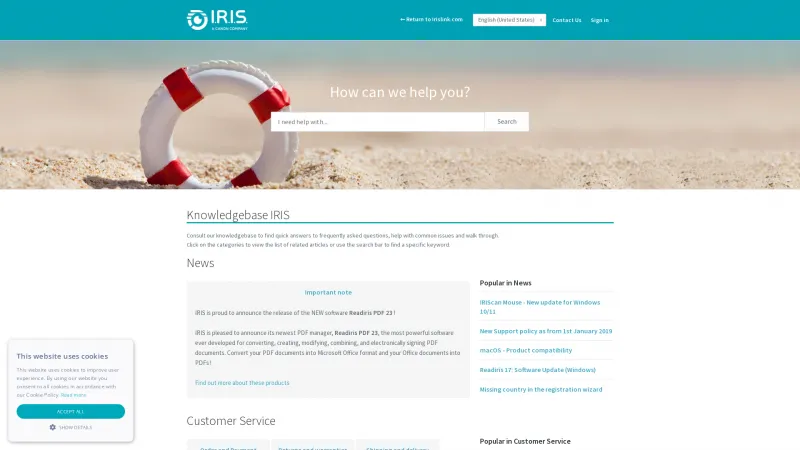 Homepage of Readiris