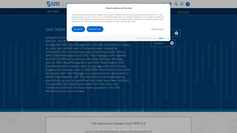 Homepage of SAS MDM