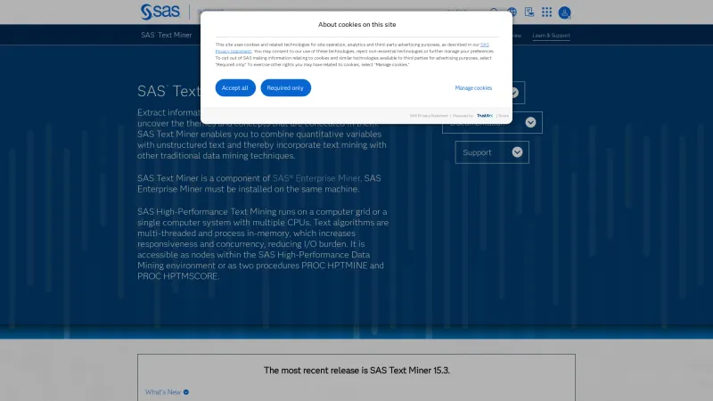 Homepage of SAS Text Miner