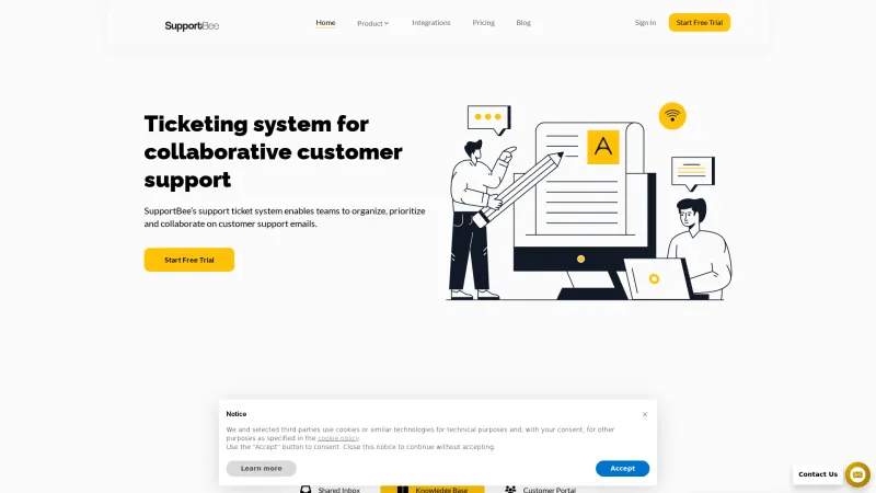 Homepage of SupportBee