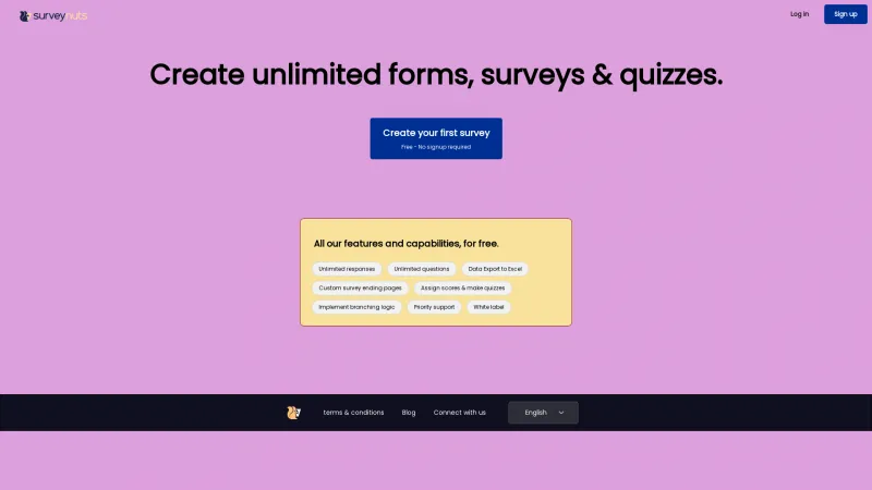 Homepage of SurveyNuts