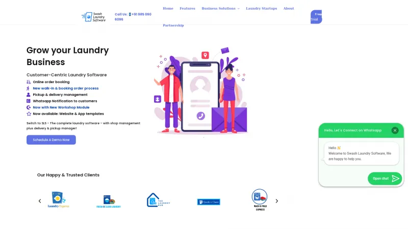 Homepage of Swash Laundry Software