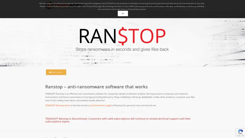 Homepage of TEMASOFT Ranstop