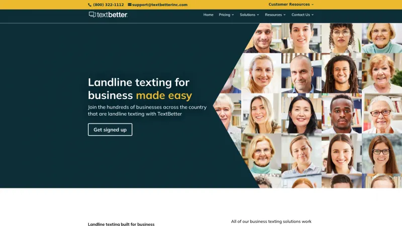 Homepage of Business Texting