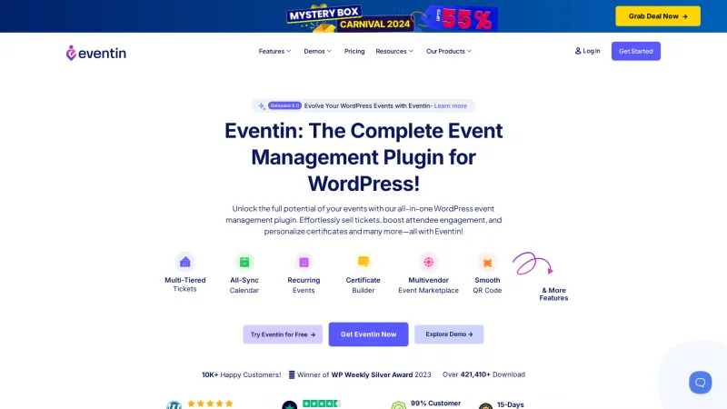 Homepage of Eventin