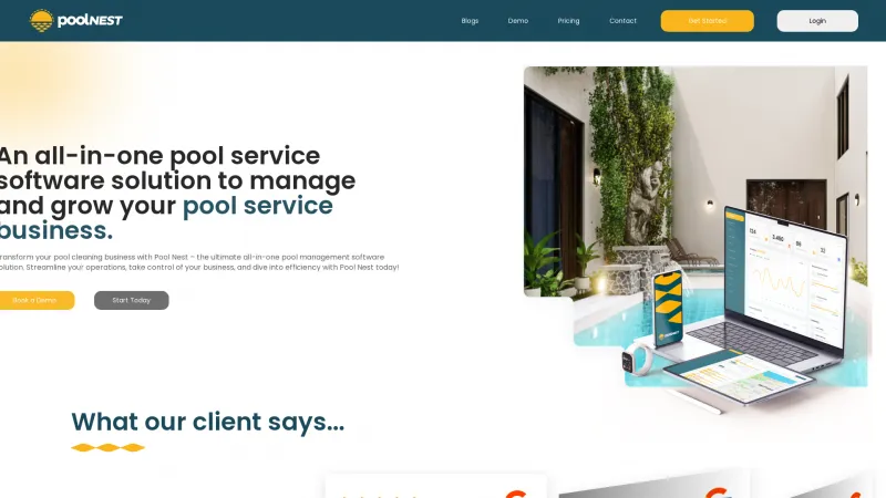 Homepage of PoolNest