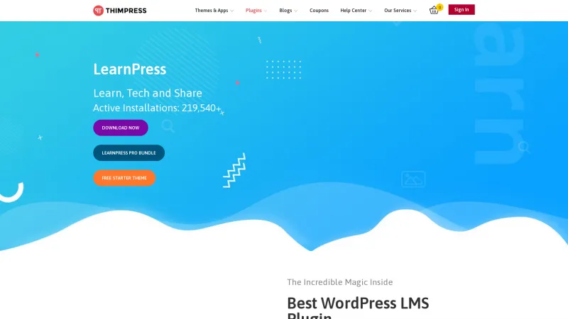 Homepage of LearnPress