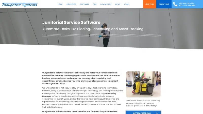 Homepage of Janitorial Service Software