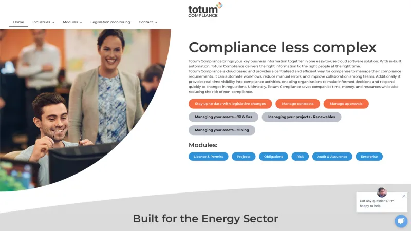 Homepage of Totum Compliance