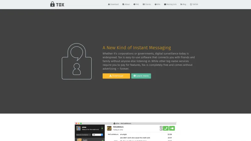 Homepage of Tox