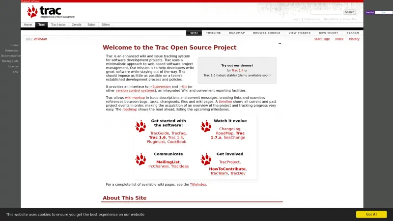 Homepage of Trac