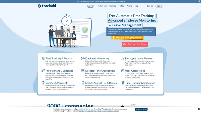 Homepage of Trackabi