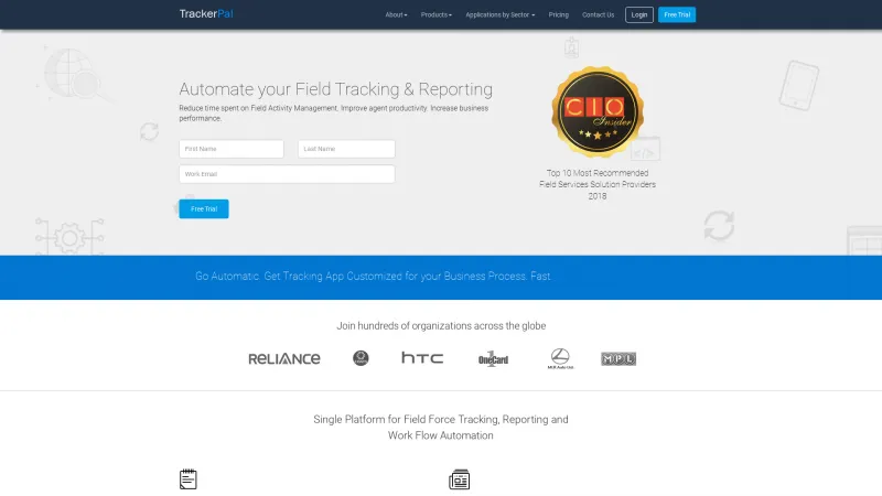 Homepage of TrackerPal