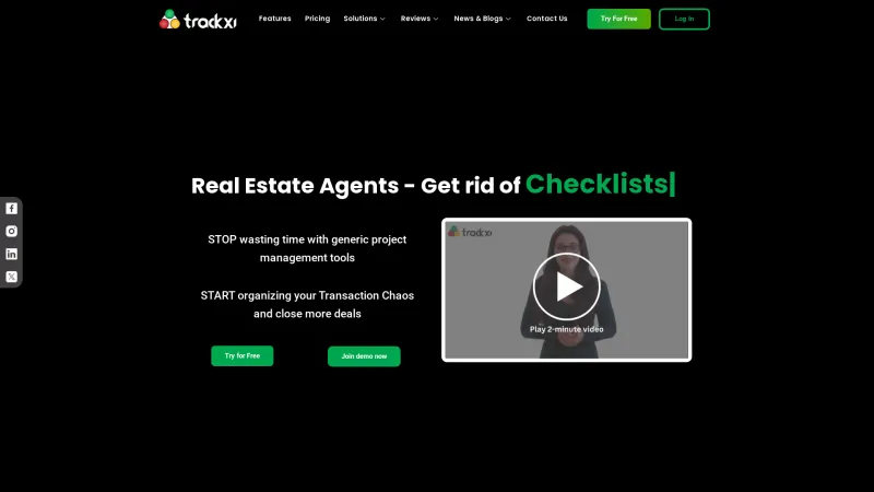 Homepage of Trackxi