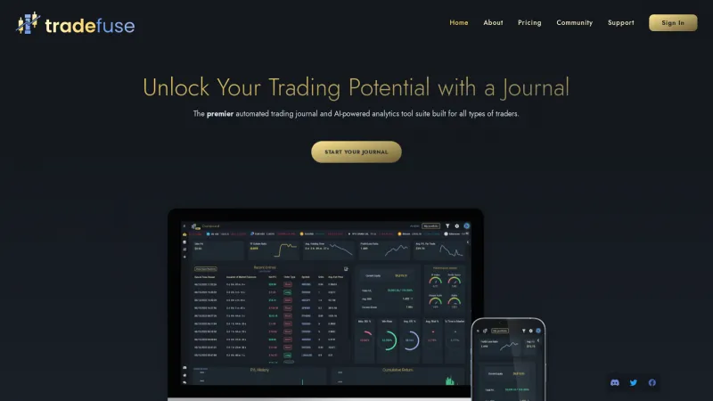 Homepage of TradeFuse