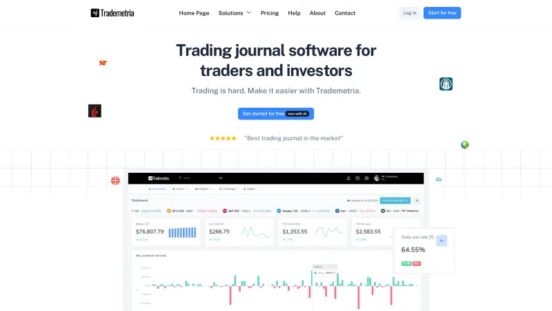 Homepage of Trademetria