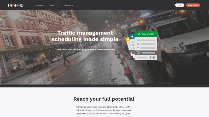 Homepage of Traffio