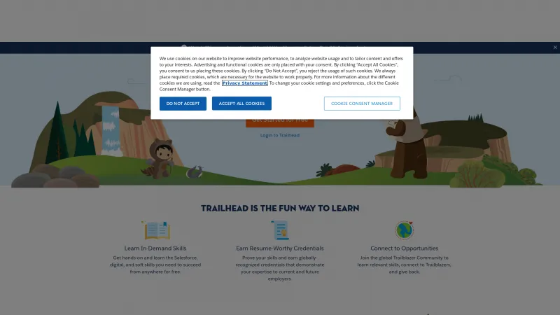 Homepage of Trailhead