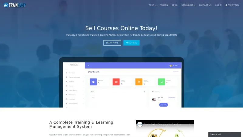 Homepage of TrainEasy