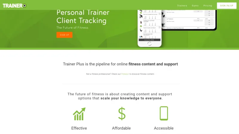 Homepage of Trainer+