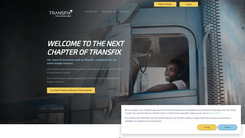 Homepage of Transfix