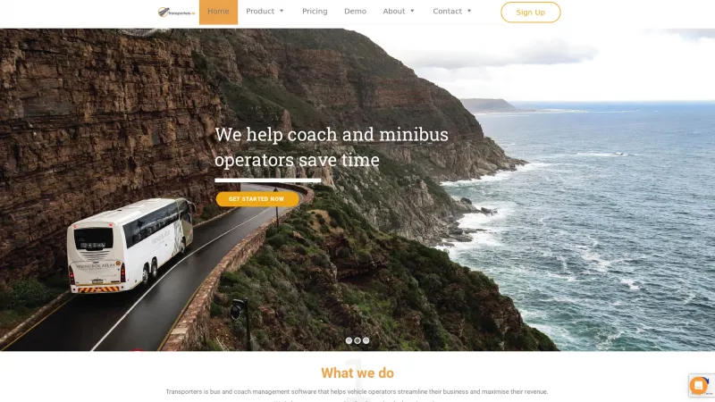 Homepage of Transporters.io