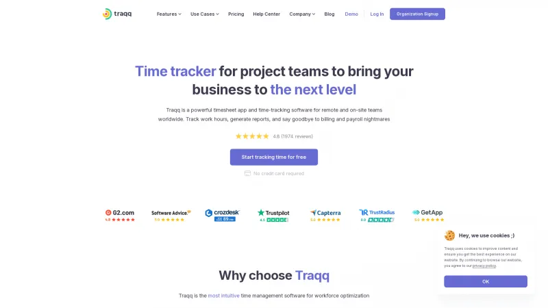 Homepage of Traqq