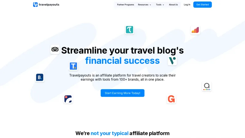 Homepage of Travelpayouts