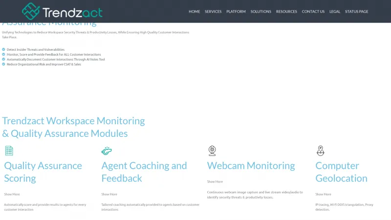 Homepage of Trendzact