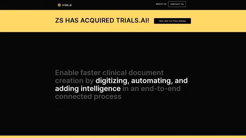 Homepage of Trials.ai