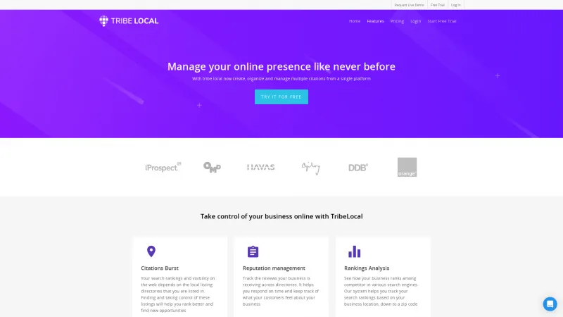 Homepage of TribeLocal