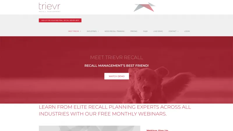 Homepage of Trievr