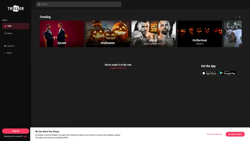 Homepage of Triller