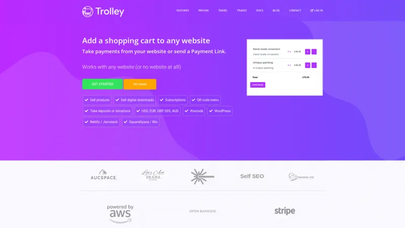 Homepage of Trolley