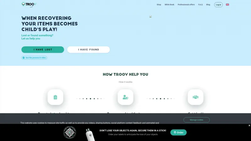 Homepage of Troov