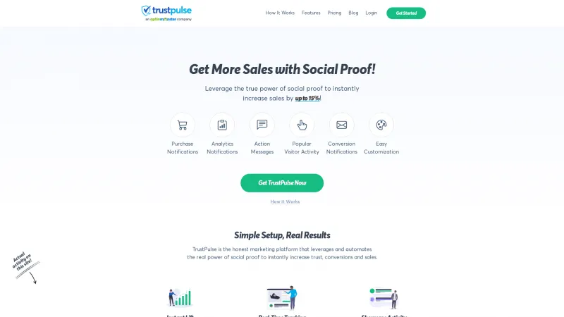 Homepage of TrustPulse