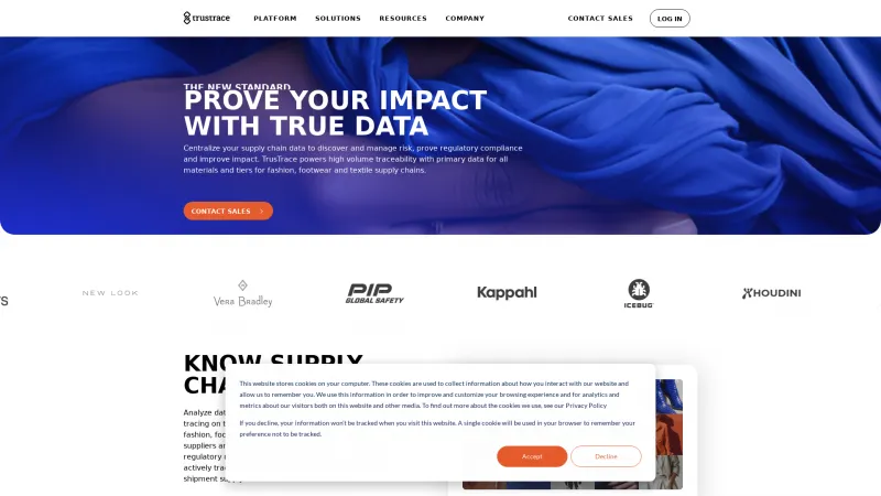 Homepage of TrusTrace