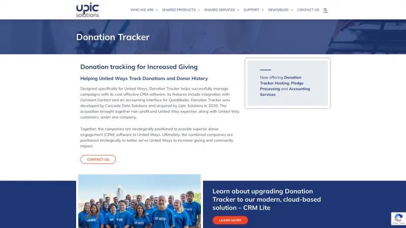 Homepage of Donation Tracker