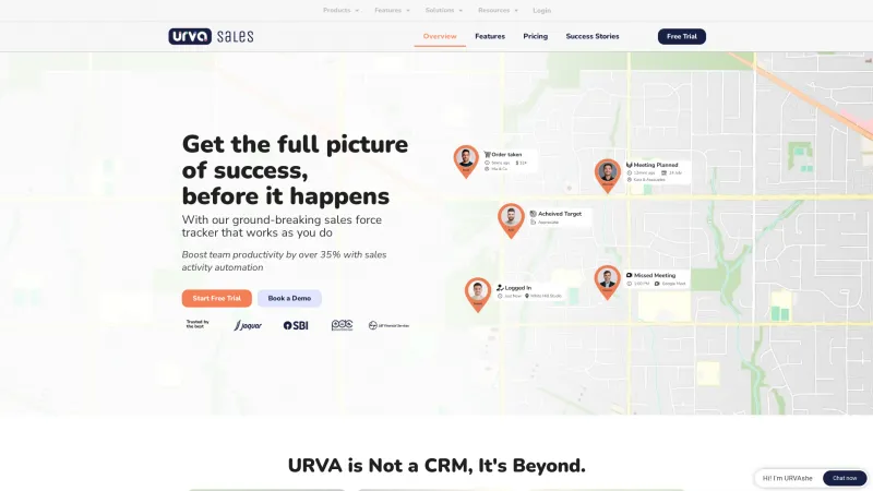 Homepage of URVA Sales