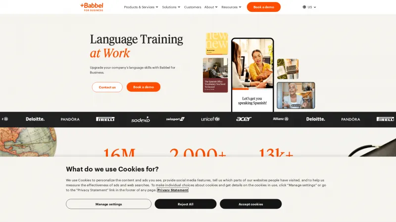 Homepage of Babbel