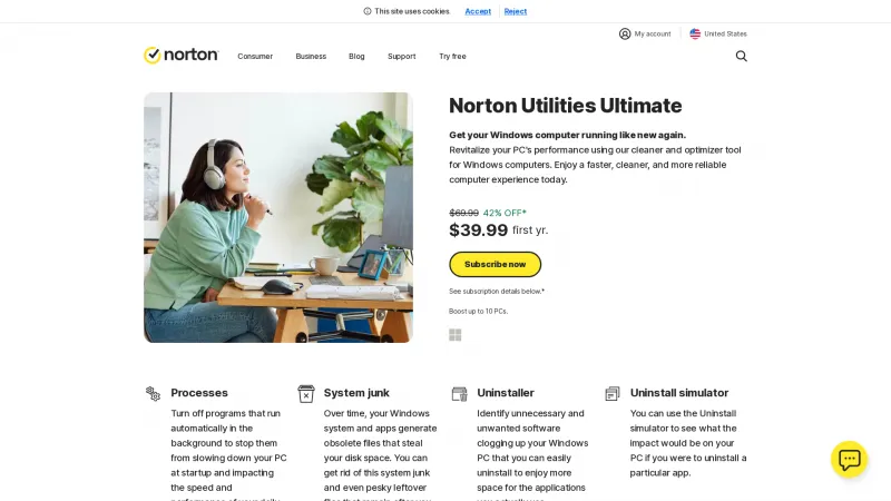 Homepage of Norton Utilities Premium