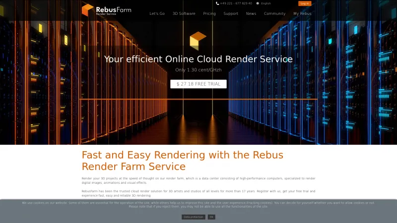 Homepage of RebusFarm